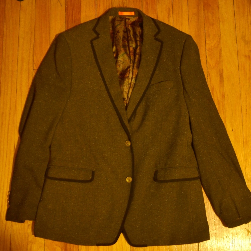 Tallia Slim Fit Brown Twill Blazer